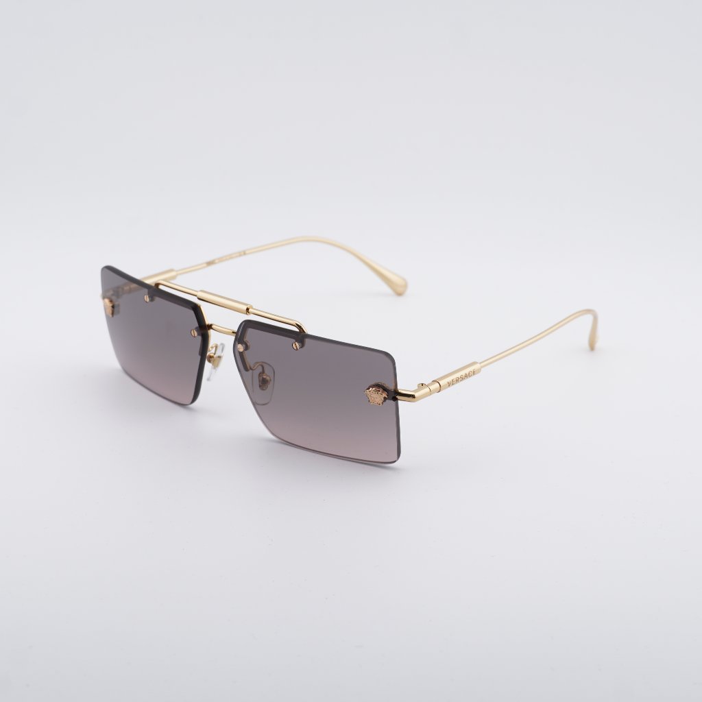 Versace Ve2245 100258 Sunglasses Gold Rectangle Frame, Pink Gradient Lenses
